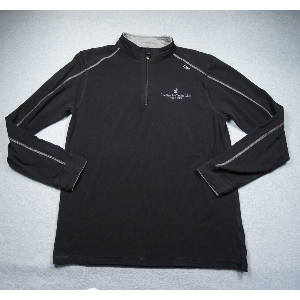 Tasc Performance Quarter Zip Pullover Mens Medium Black Bamboo Pebble Beach Golf